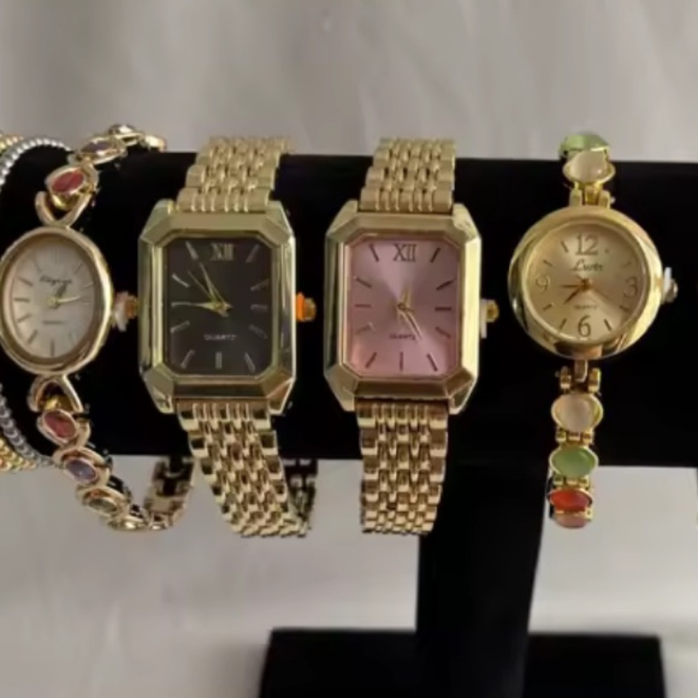 Classic Gold Pink Quartz Watch —Pink Dial & Linked Bracelet - Picture 7 of 7